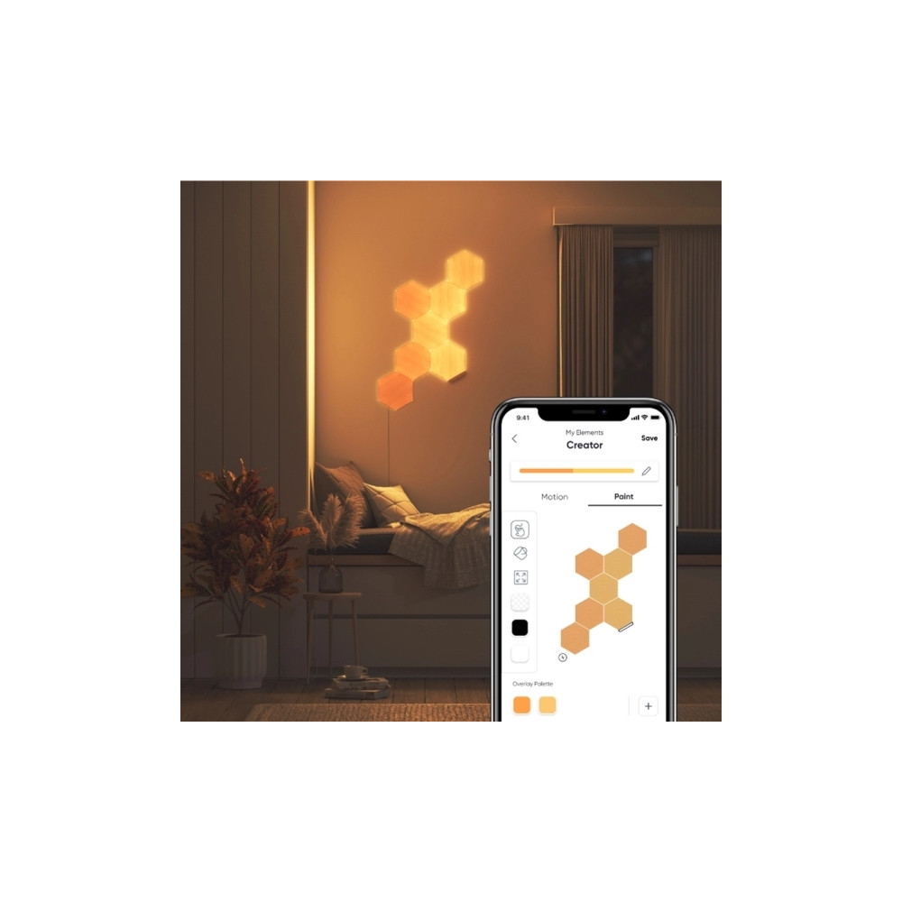 Produktbild för Nanoleaf|Elements Wood Look Hexagons Starter Kit (7 panels)|...