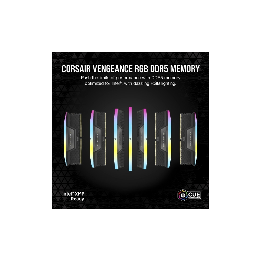 Produktbild för CORSAIR Vengeance RGB - DDR5 - sats - 32 GB: 2 x 16 GB - DIMM 288-pin - 6000 MHz / PC5-48000 - ej buffrad