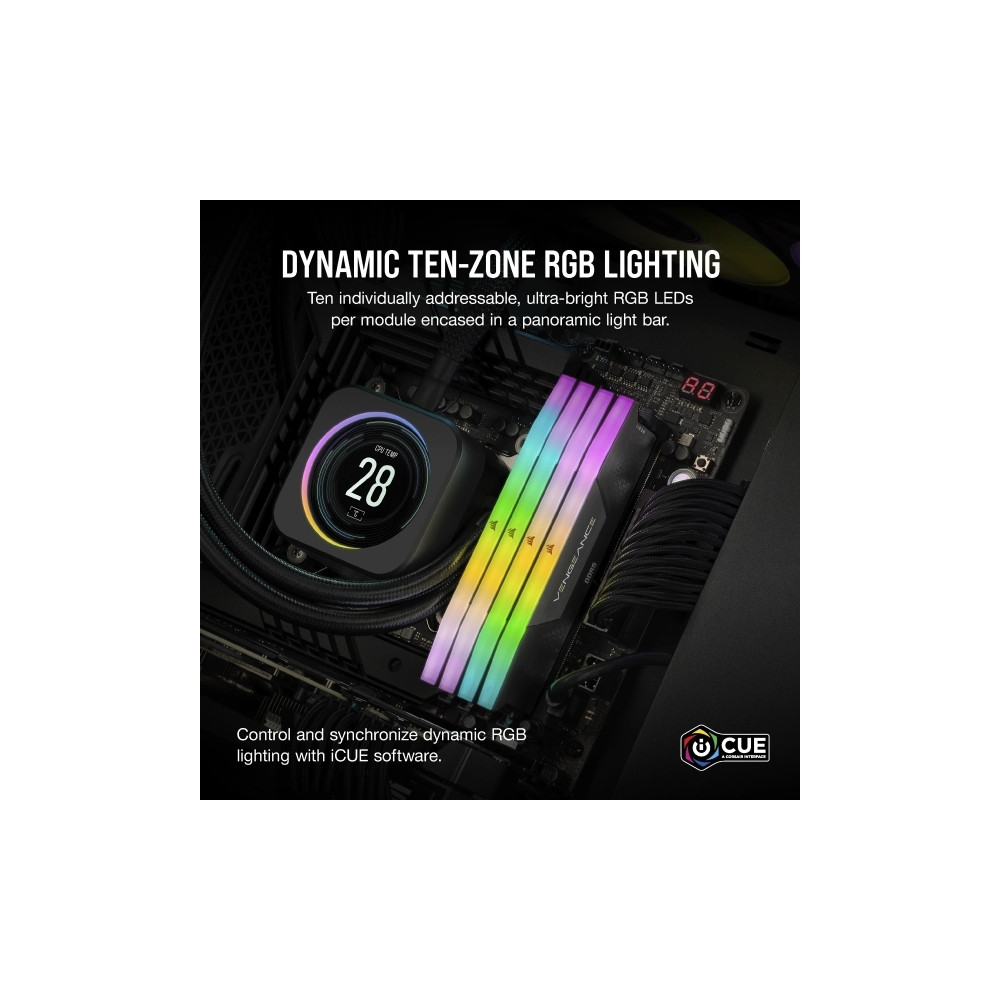 Produktbild för CORSAIR Vengeance RGB - DDR5 - sats - 32 GB: 2 x 16 GB - DIMM 288-pin - 6000 MHz / PC5-48000 - ej buffrad