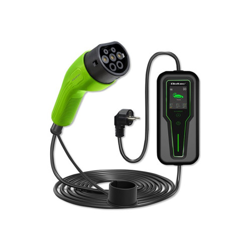 Qoltec Qoltec EV-laddningsstation - 2-i-1, med reglering, 230V, LCD, portabel, väggbox - IEC 62196 Type 2 - 3.5 kW