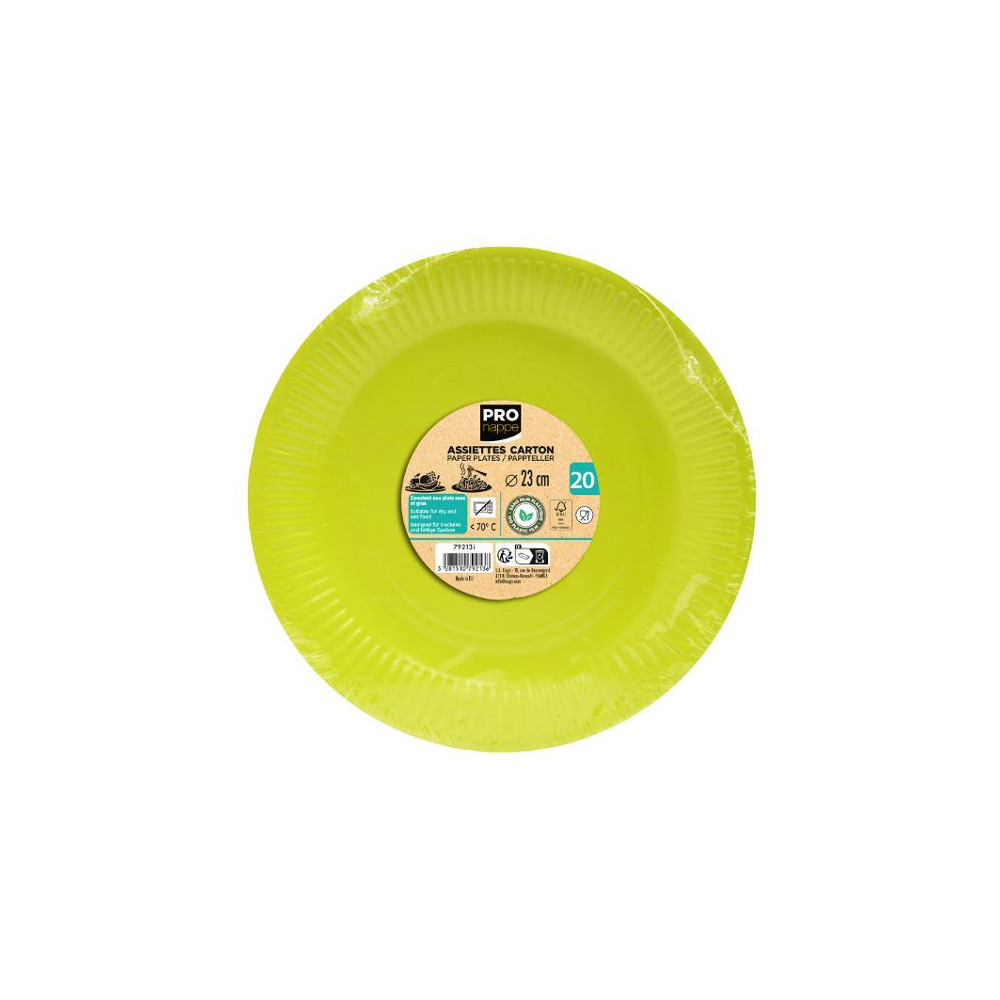 Produktbild för Tallrik PRONAPPE papper 23cm kiwi 20/fp