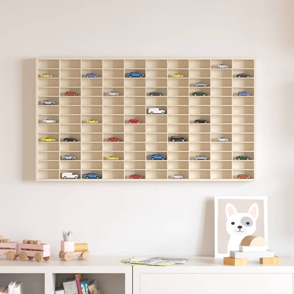 Produktbild för Väggdisplay med hylla Beige 98 x 4,5 x 55 cm Konstruerat trä