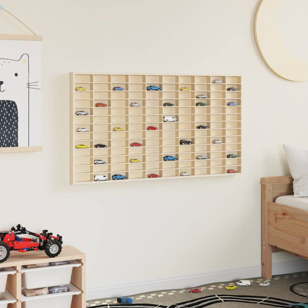 Produktbild för Väggdisplay med hylla Beige 98 x 4,5 x 55 cm Konstruerat trä