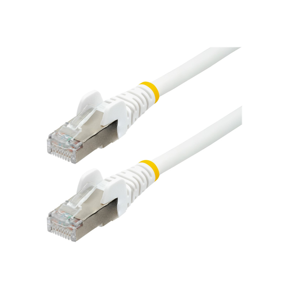 Produktbild för StarTech.com 50cm CAT6a Ethernet Cable - White - Low Smoke Zero Halogen (LSZH) - 10GbE 500MHz 100W PoE++ Snagless RJ-45 w/Strain Reliefs S/FTP Network Patch Cord - patch-kabel - 50 cm - vit