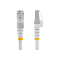 Produktbild för StarTech.com 50cm CAT6a Ethernet Cable - White - Low Smoke Zero Halogen (LSZH) - 10GbE 500MHz 100W PoE++ Snagless RJ-45 w/Strain Reliefs S/FTP Network Patch Cord - patch-kabel - 50 cm - vit