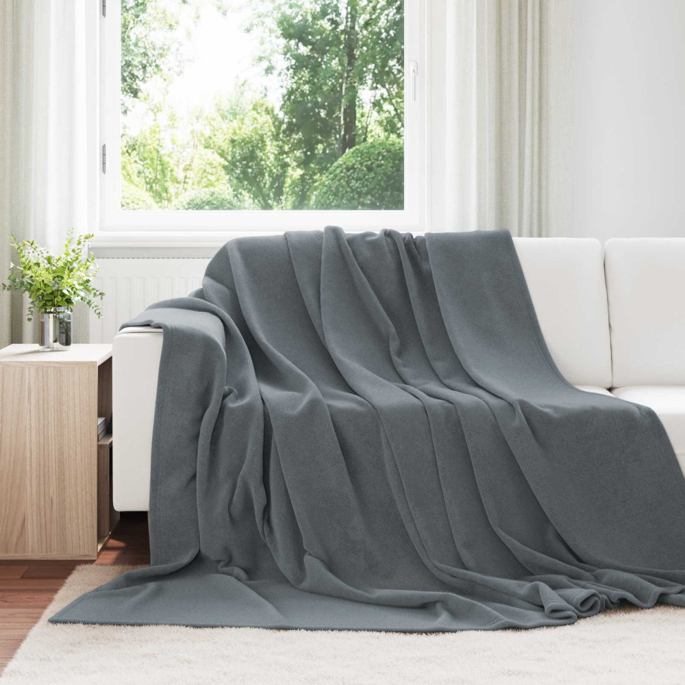Produktbild för Kastfilt Mörkgrå 240 x 270 cm Fleece
