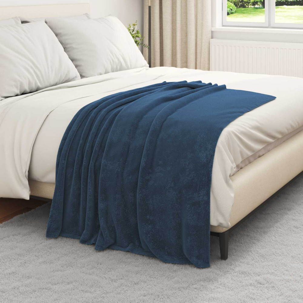 Produktbild för Kastfilt Mörkblå 130 x 150 cm Fleece