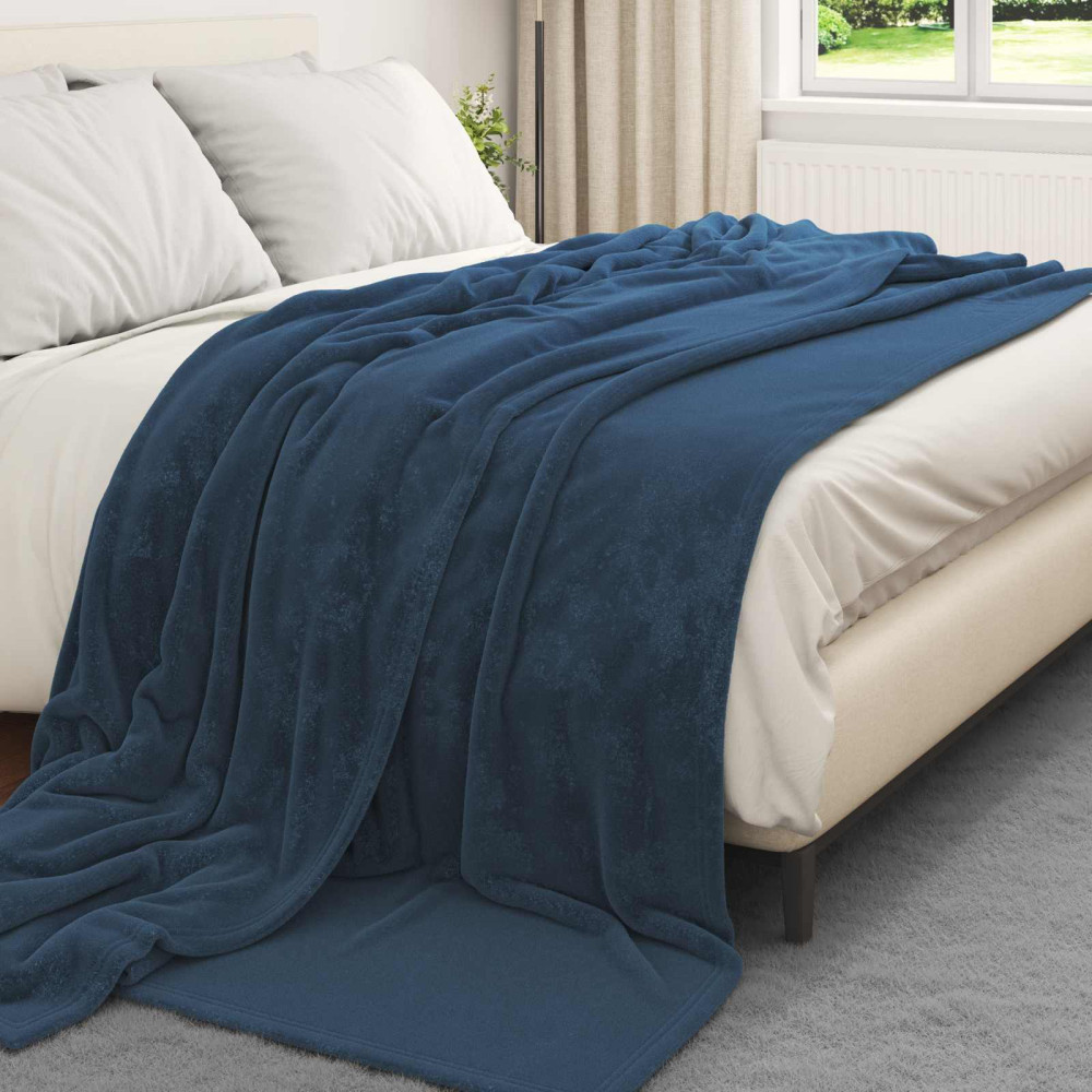 Produktbild för Kastfilt Mörkblå 220 x 240 cm Fleece