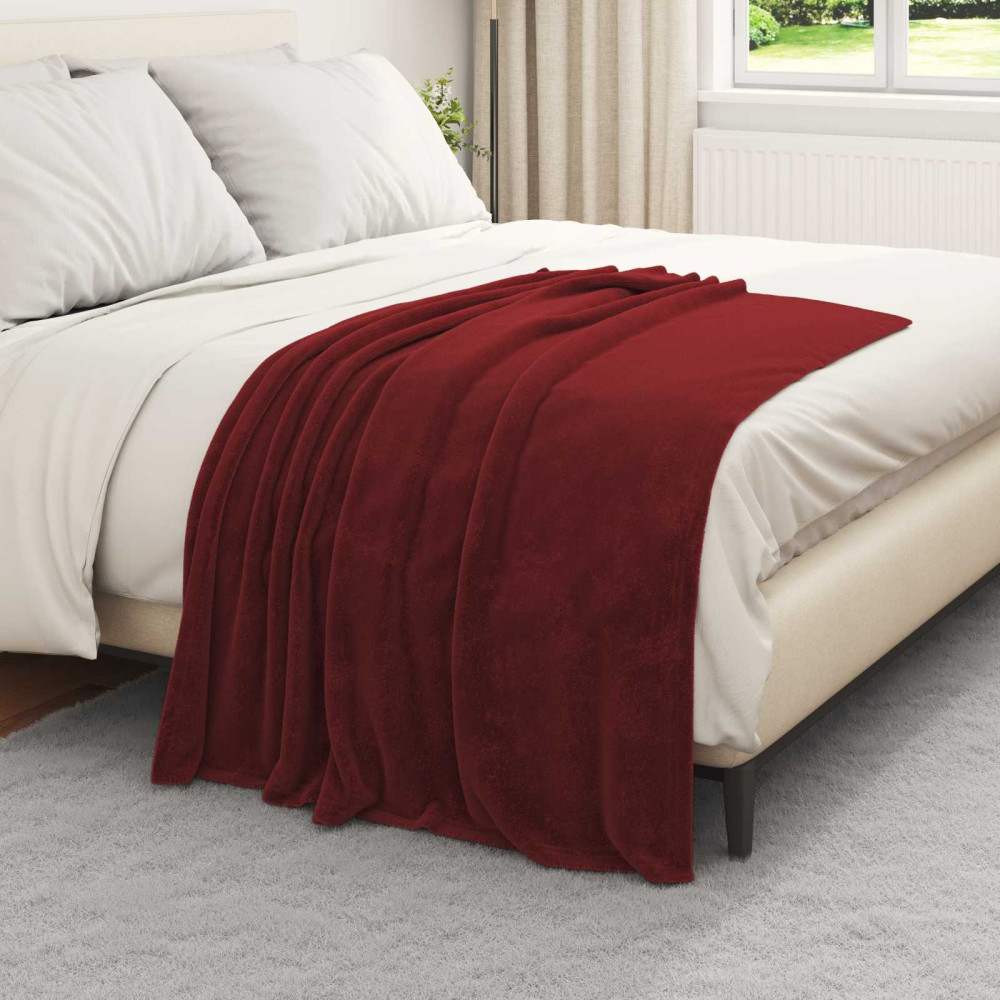 Produktbild för Kastfilt Bordeaux Röd 130 x 150 cm Fleece