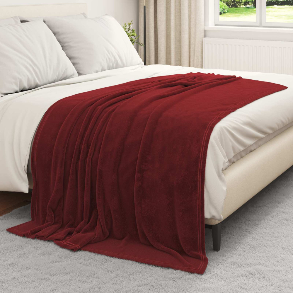 Produktbild för Kastfilt Bordeaux Röd 150 x 200 cm Fleece