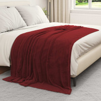 Produktbild för Kastfilt Bordeaux Röd 150 x 200 cm Fleece