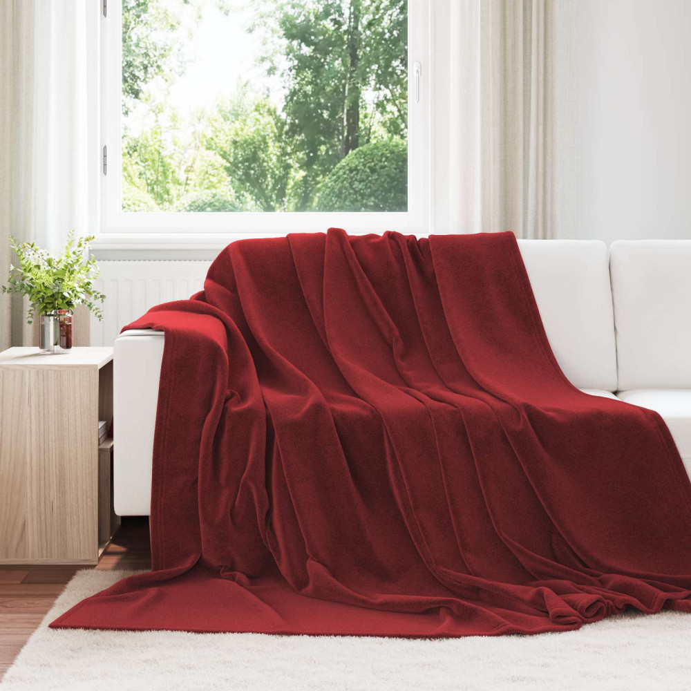Produktbild för Kastfilt Bordeaux Röd 220 x 240 cm Fleece