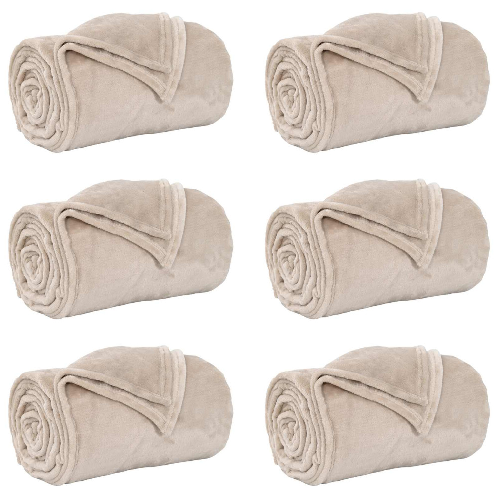 Produktbild för Filtar 6 pcs Beige 130 x 150 cm Fleece