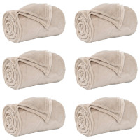 Produktbild för Filtar 6 pcs Beige 130 x 150 cm Fleece