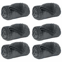 Produktbild för Filtar 6 pcs Mörkgrå 150 x 200 cm Fleece