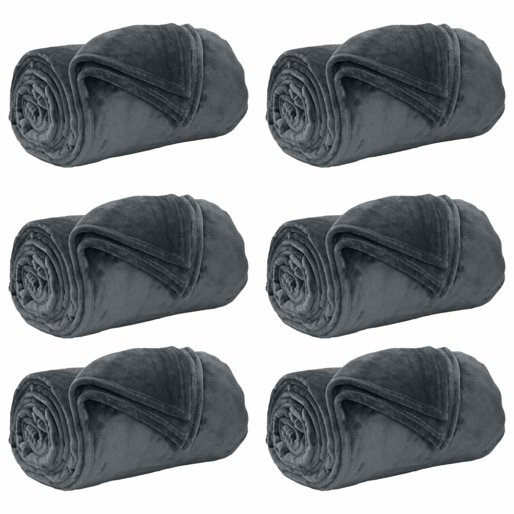 Produktbild för Filtar 6 pcs Mörkgrå 240 x 270 cm Fleece