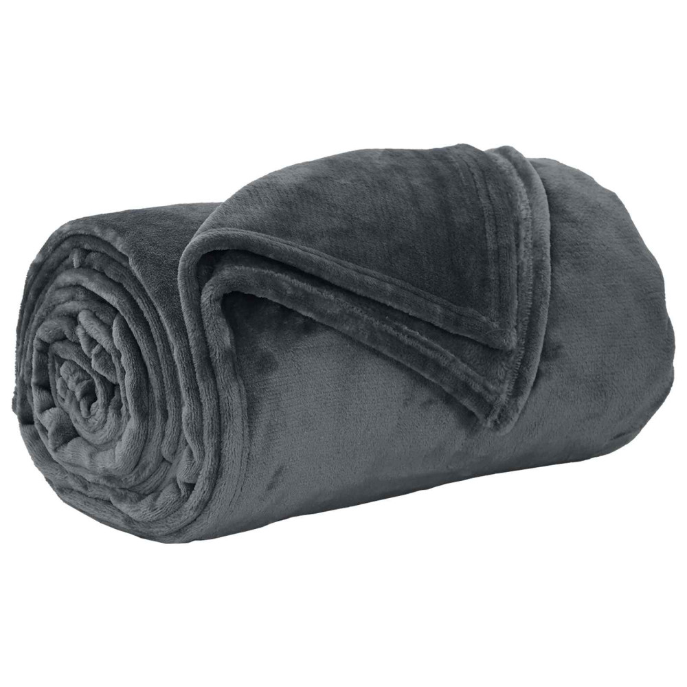 Produktbild för Filtar 6 pcs Mörkgrå 240 x 270 cm Fleece