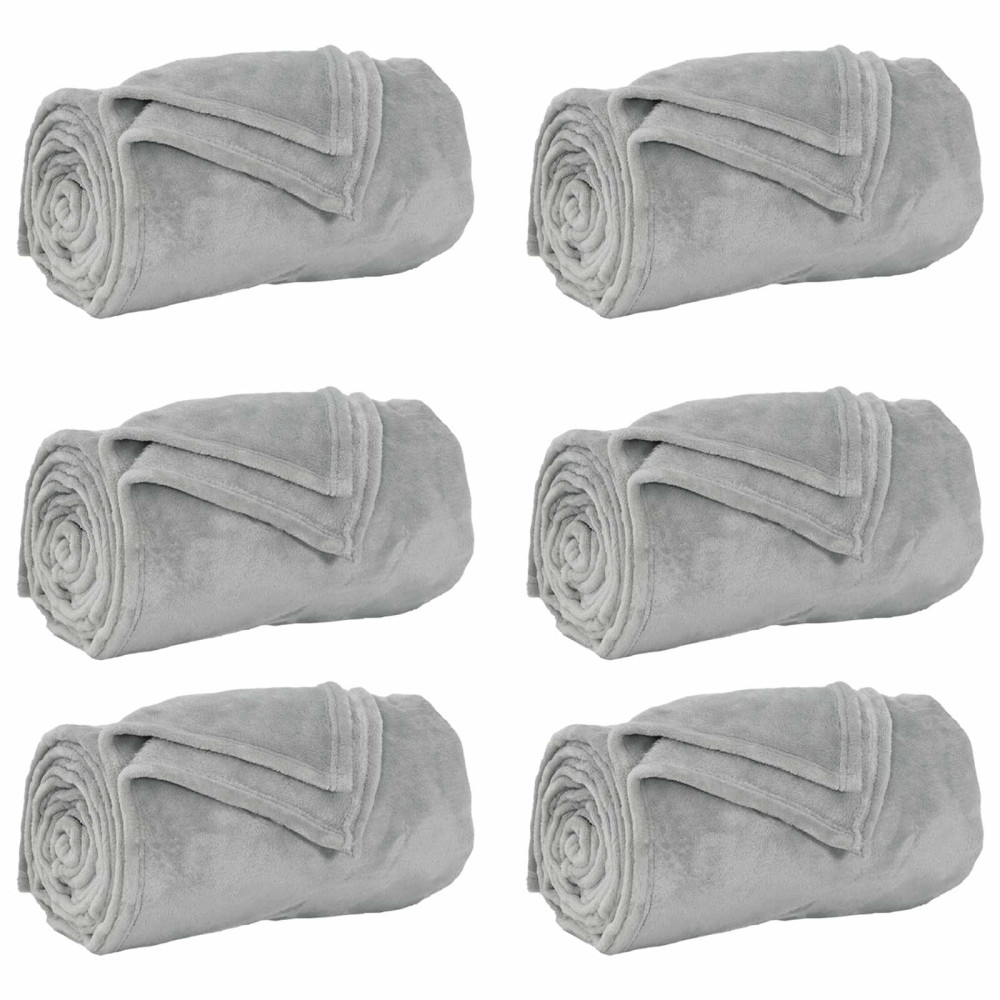 Produktbild för Filtar 6 pcs Grå 150 x 200 cm Fleece