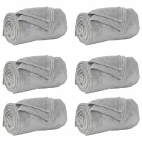 Produktbild för Filtar 6 pcs Grå 240 x 270 cm Fleece