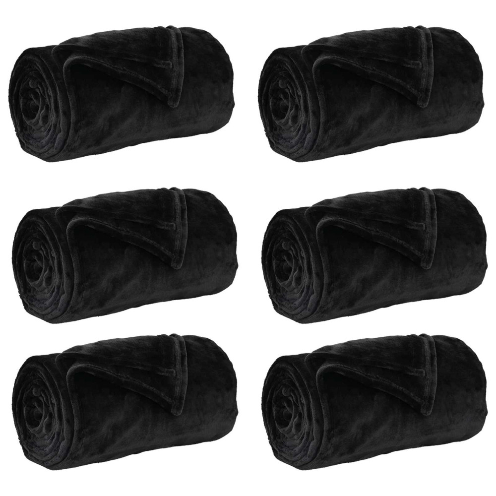 Produktbild för Filtar 6 pcs Svart 220 x 240 cm Fleece