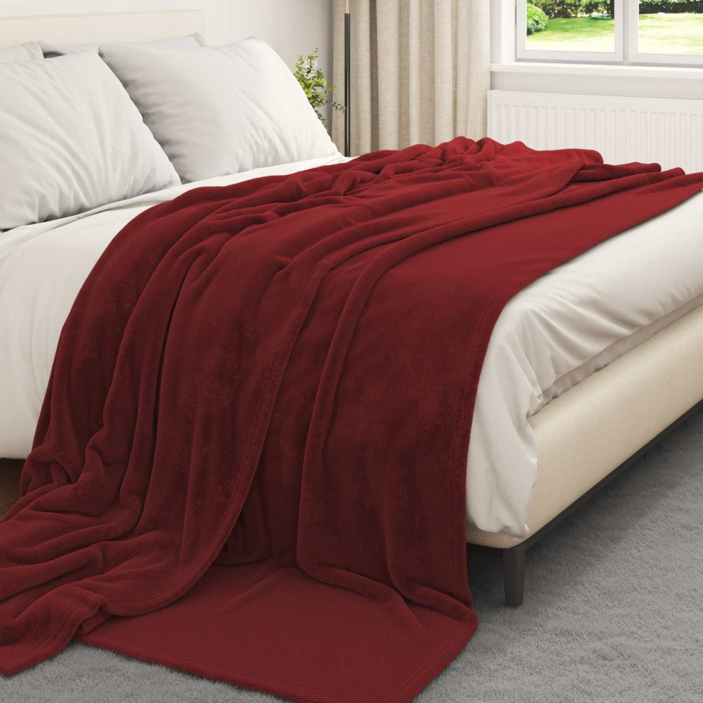 Produktbild för Filtar 6 pcs Bordeaux Röd 220 x 240 cm Fleece