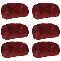 Produktbild för Filtar 6 pcs Bordeaux Röd 240 x 270 cm Fleece
