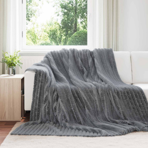 vidaXL Kastfilt Mörkgrå 240 x 220 cm Fleece