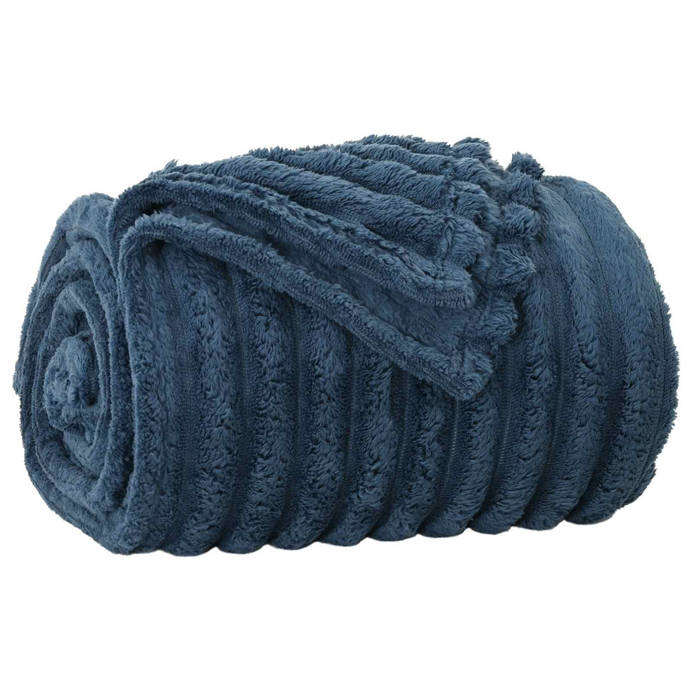 Produktbild för Kastfilt Mörkblå 240 x 220 cm Fleece