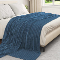 Produktbild för Kastfilt Mörkblå 240 x 220 cm Fleece