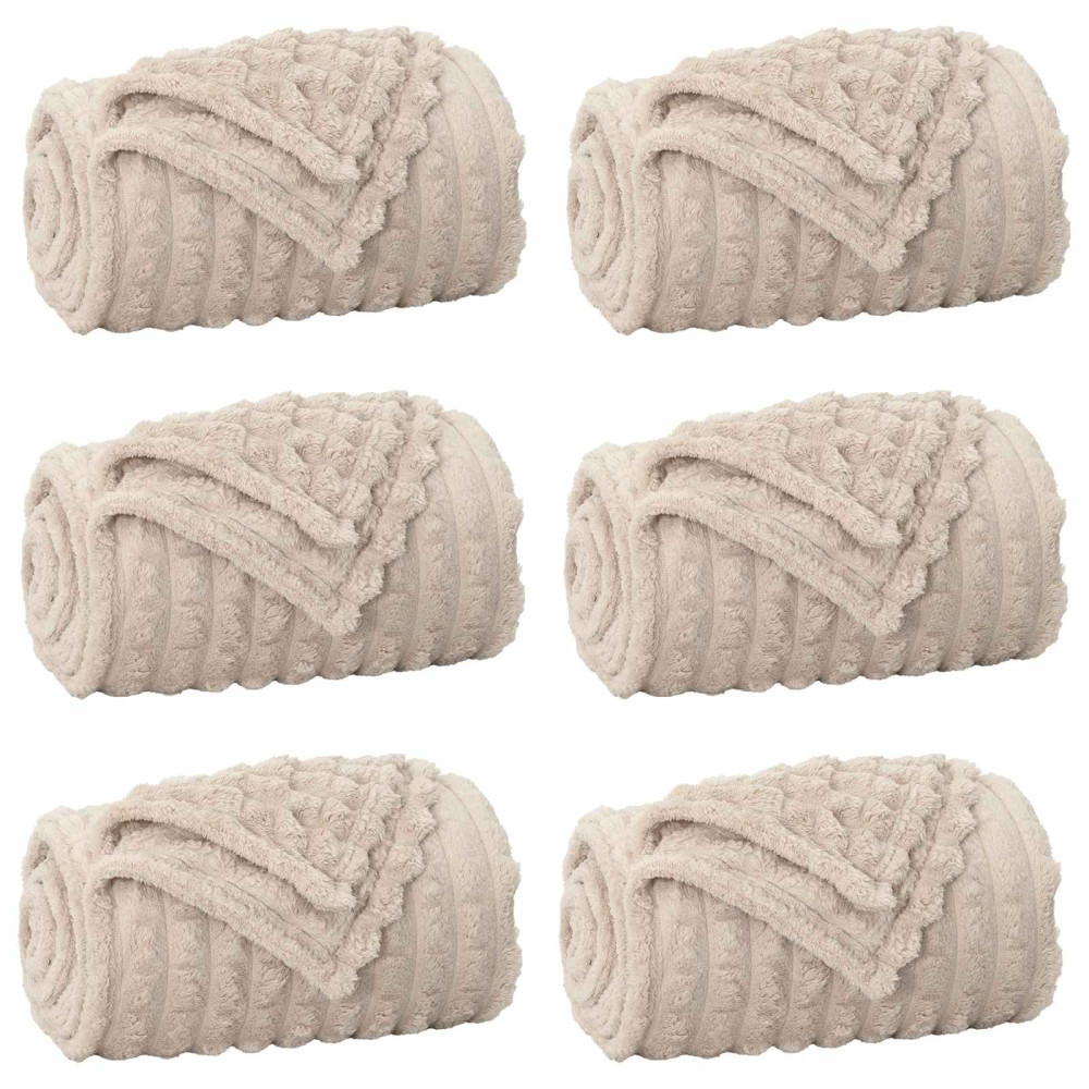Produktbild för Filtar 6 pcs Beige 240 x 220 cm Fleece