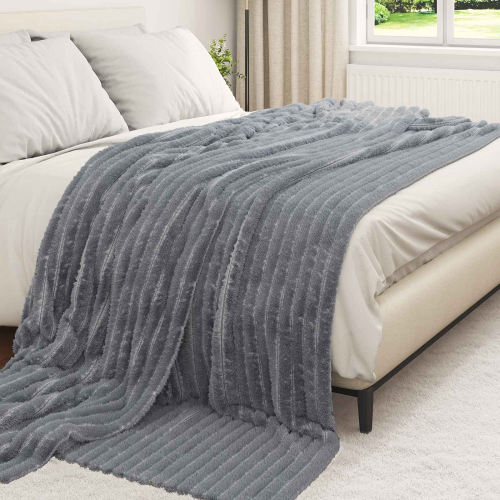 Produktbild för Filtar 6 pcs Mörkgrå 240 x 220 cm Fleece