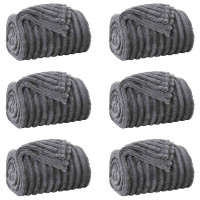 Produktbild för Filtar 6 pcs Mörkgrå 240 x 220 cm Fleece