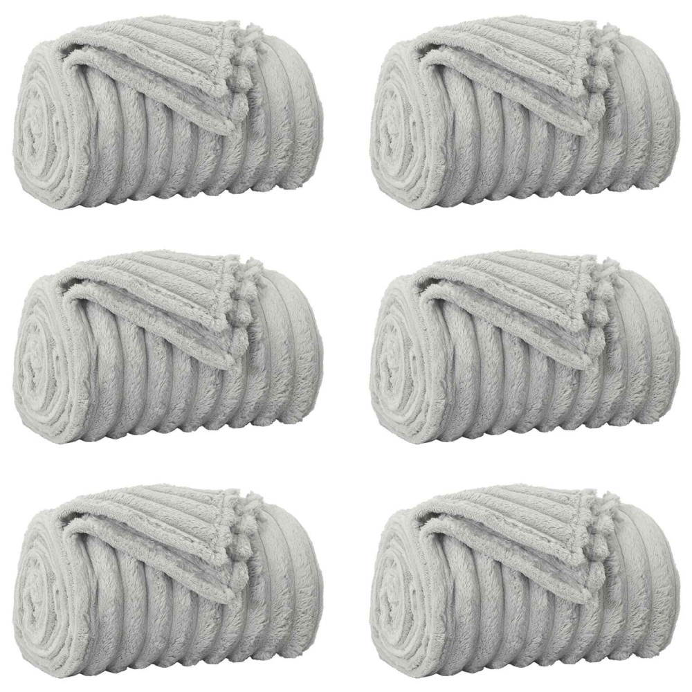 Produktbild för Filtar 6 pcs Grå 200 x 150 cm Fleece