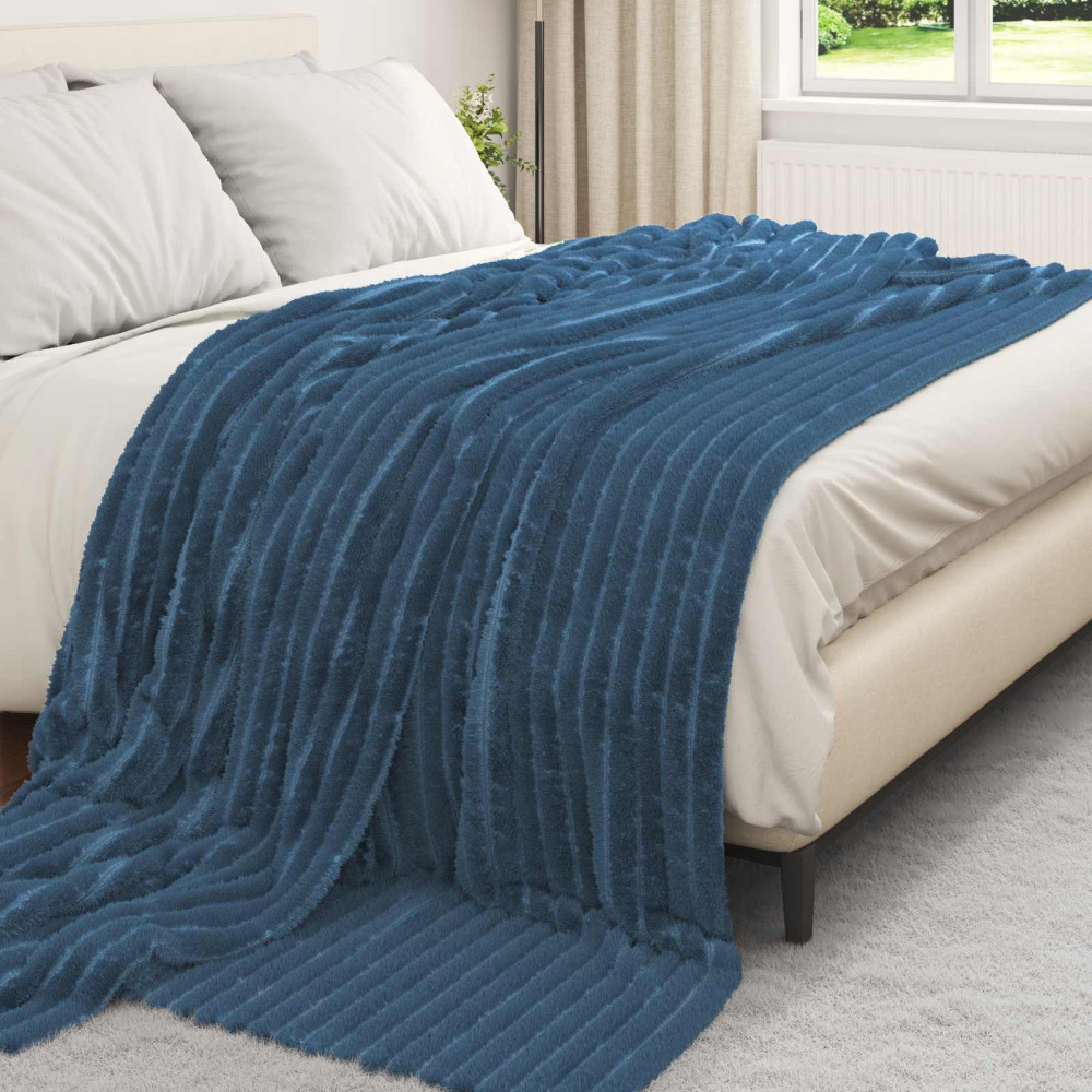 Produktbild för Filtar 6 pcs Mörkblå 240 x 220 cm Fleece