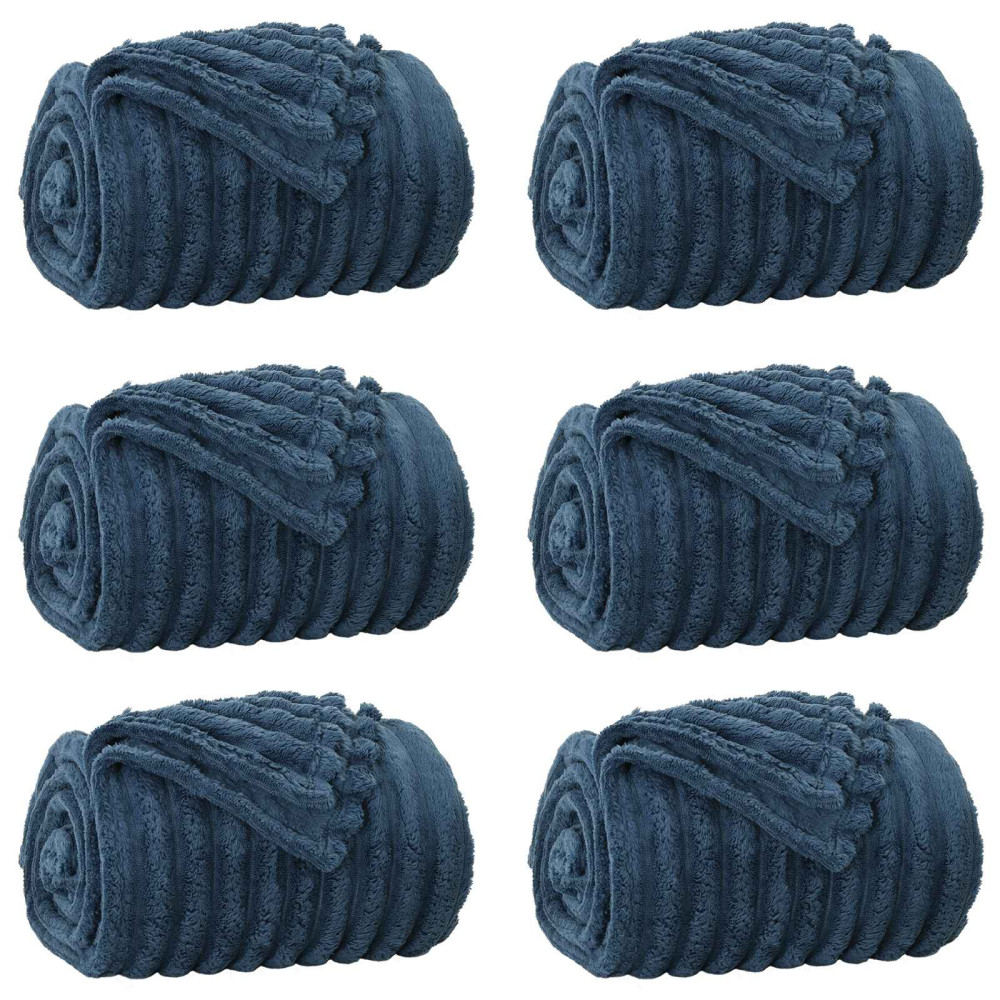 Produktbild för Filtar 6 pcs Mörkblå 270 x 240 cm Fleece