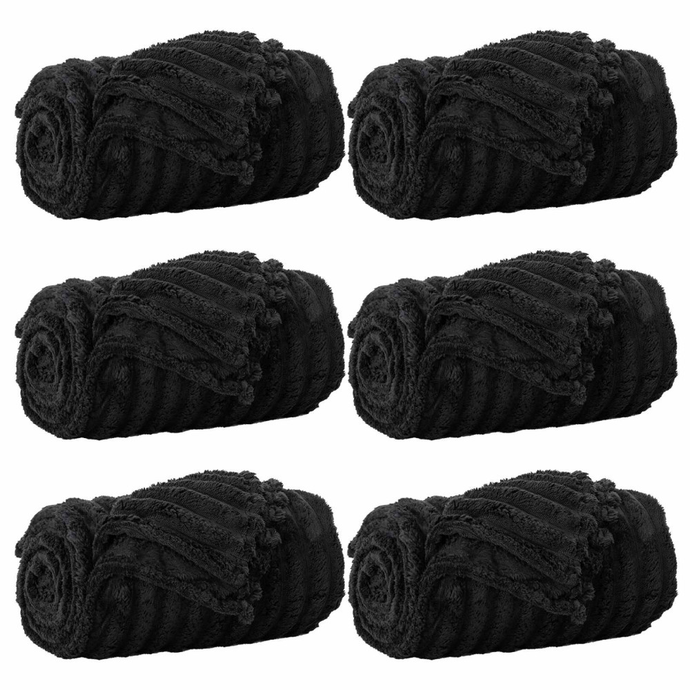 Produktbild för Filtar 6 pcs Svart 240 x 220 cm Fleece