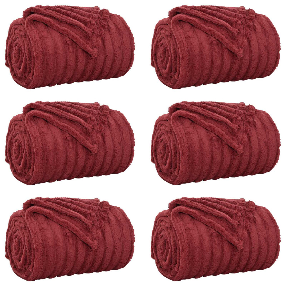 Produktbild för Filtar 6 pcs Bordeaux Röd 270 x 240 cm Fleece