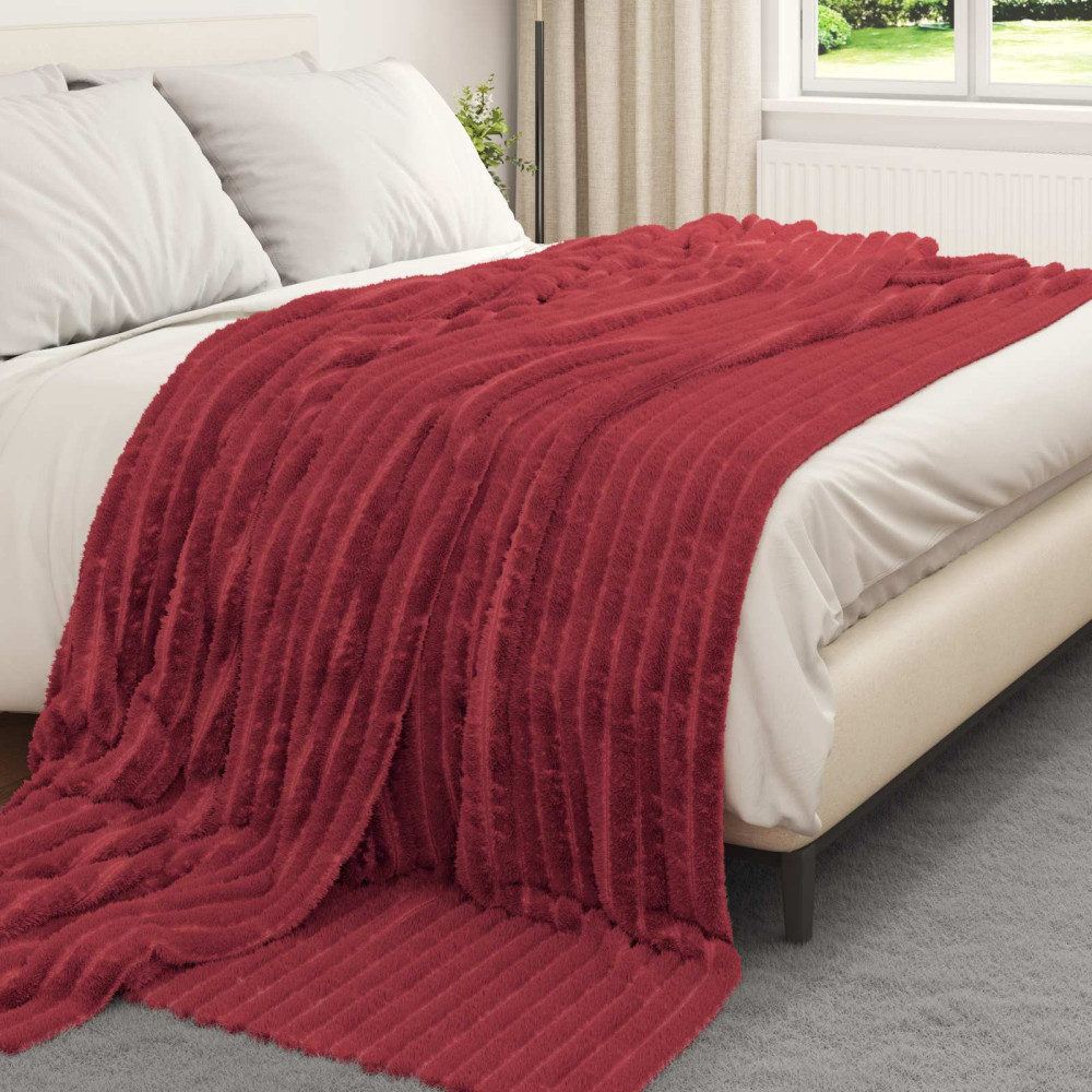 Produktbild för Filtar 6 pcs Bordeaux Röd 270 x 240 cm Fleece