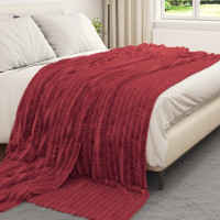 Produktbild för Filtar 6 pcs Bordeaux Röd 270 x 240 cm Fleece