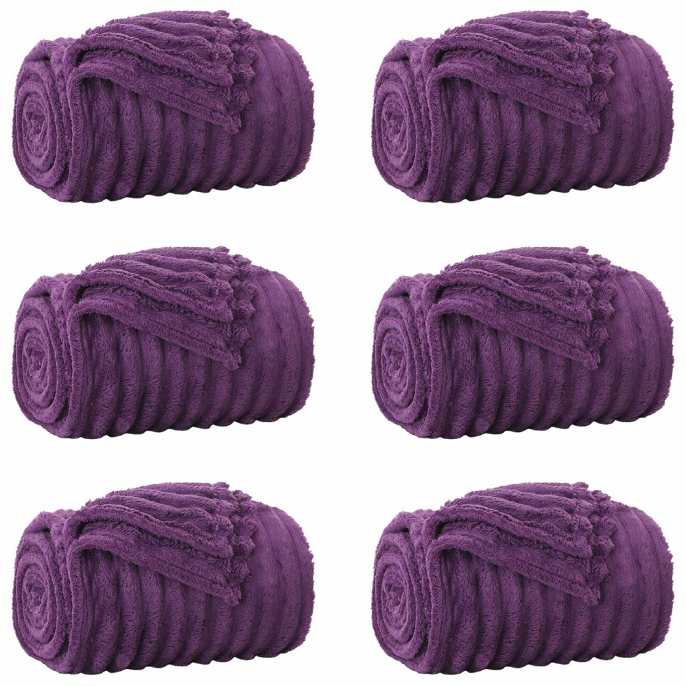 Produktbild för Filtar 6 pcs Lila 270 x 240 cm Fleece