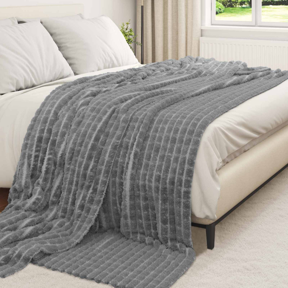 Produktbild för Kastfilt Mörkgrå 240 x 220 cm Fleece