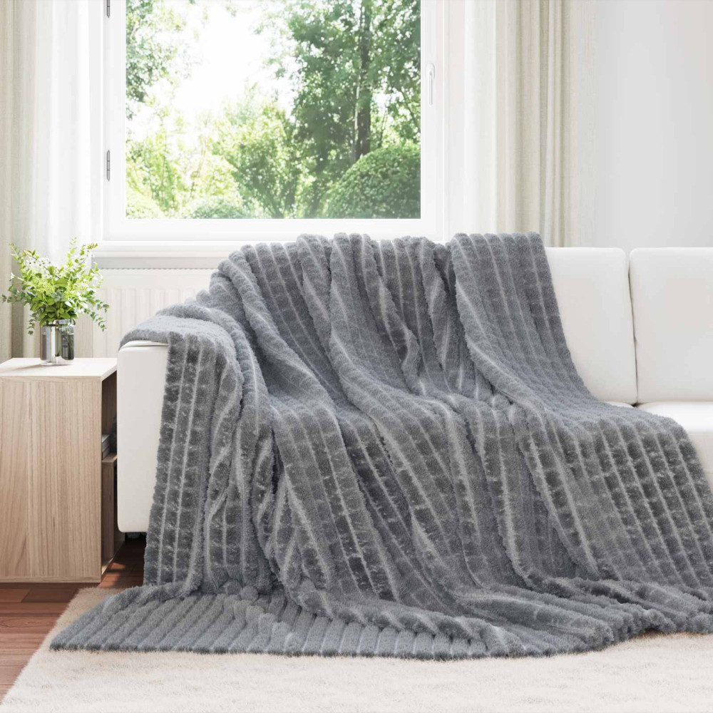 Produktbild för Kastfilt Mörkgrå 270 x 240 cm Fleece