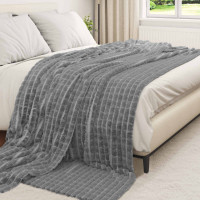 Produktbild för Kastfilt Mörkgrå 270 x 240 cm Fleece