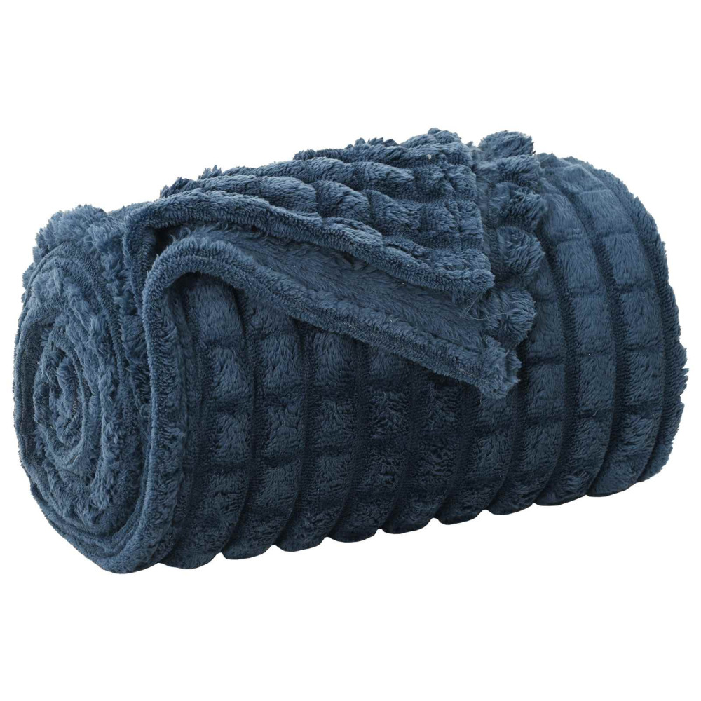 Produktbild för Kastfilt Mörkblå 150 x 130 cm Fleece