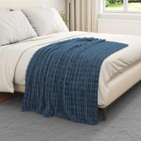Produktbild för Kastfilt Mörkblå 150 x 130 cm Fleece