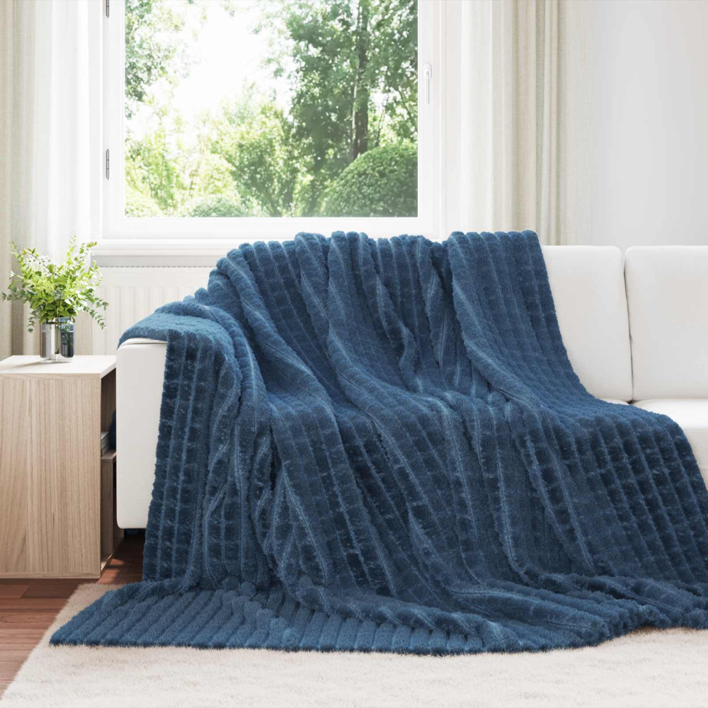 Produktbild för Kastfilt Mörkblå 270 x 240 cm Fleece