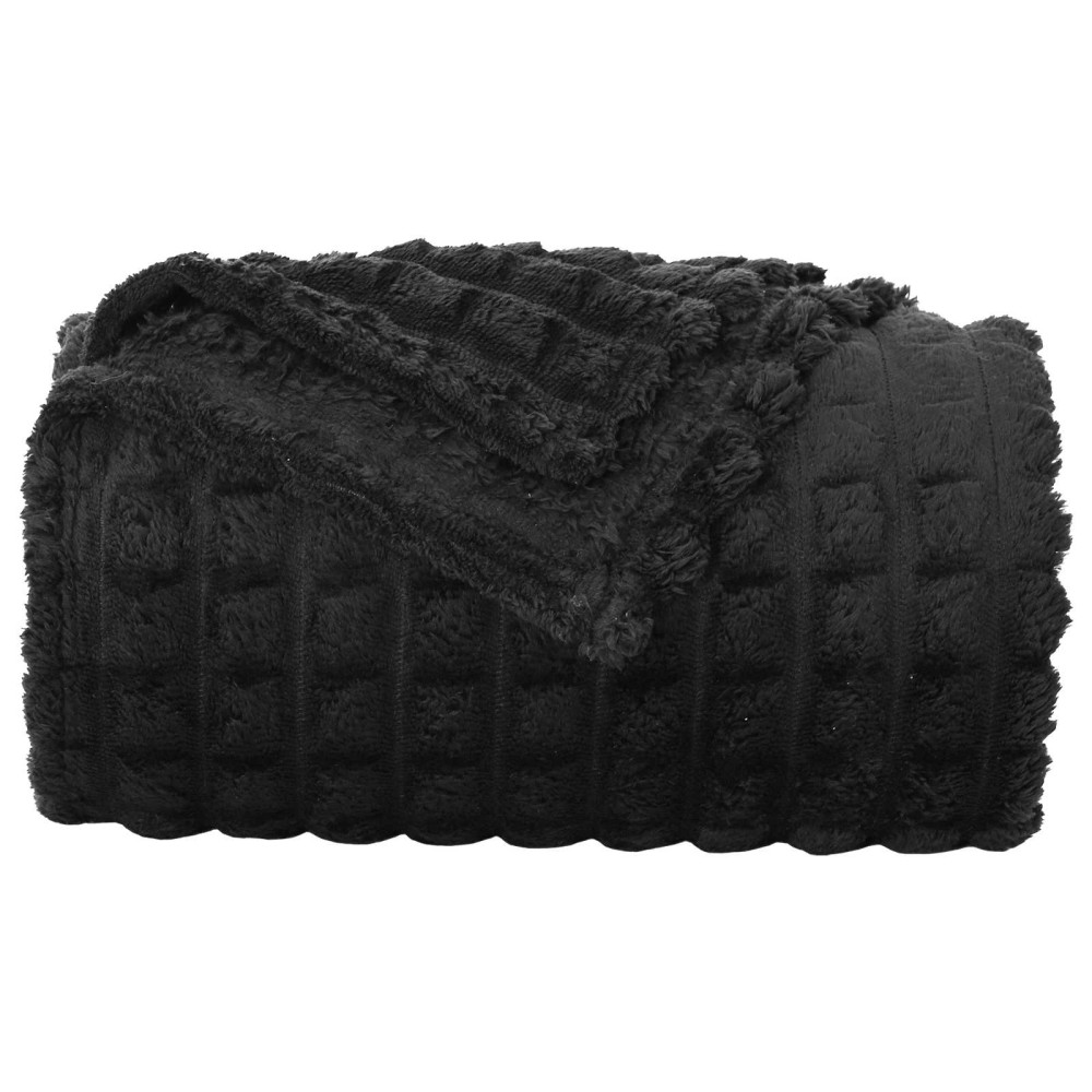 Produktbild för Kastfilt Svart 150 x 130 cm Fleece
