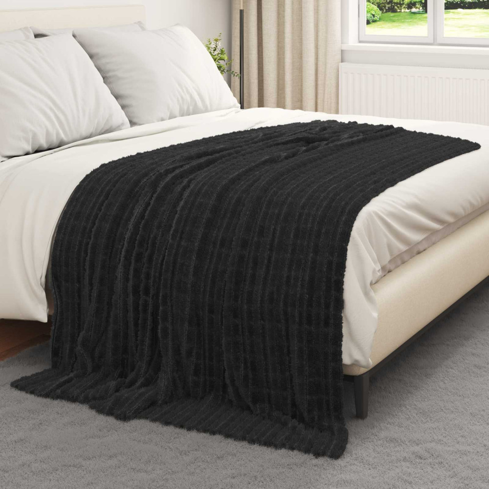 Produktbild för Kastfilt Svart 200 x 150 cm Fleece