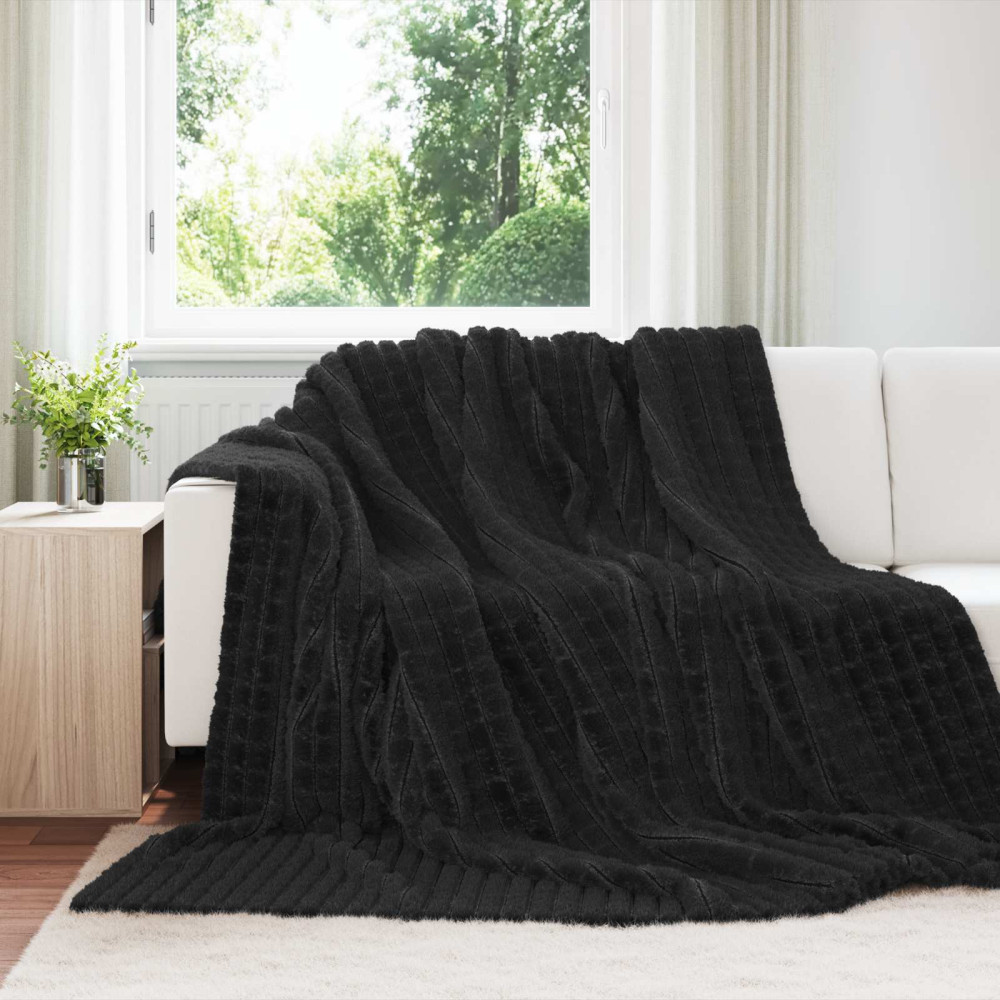 Produktbild för Kastfilt Svart 240 x 220 cm Fleece