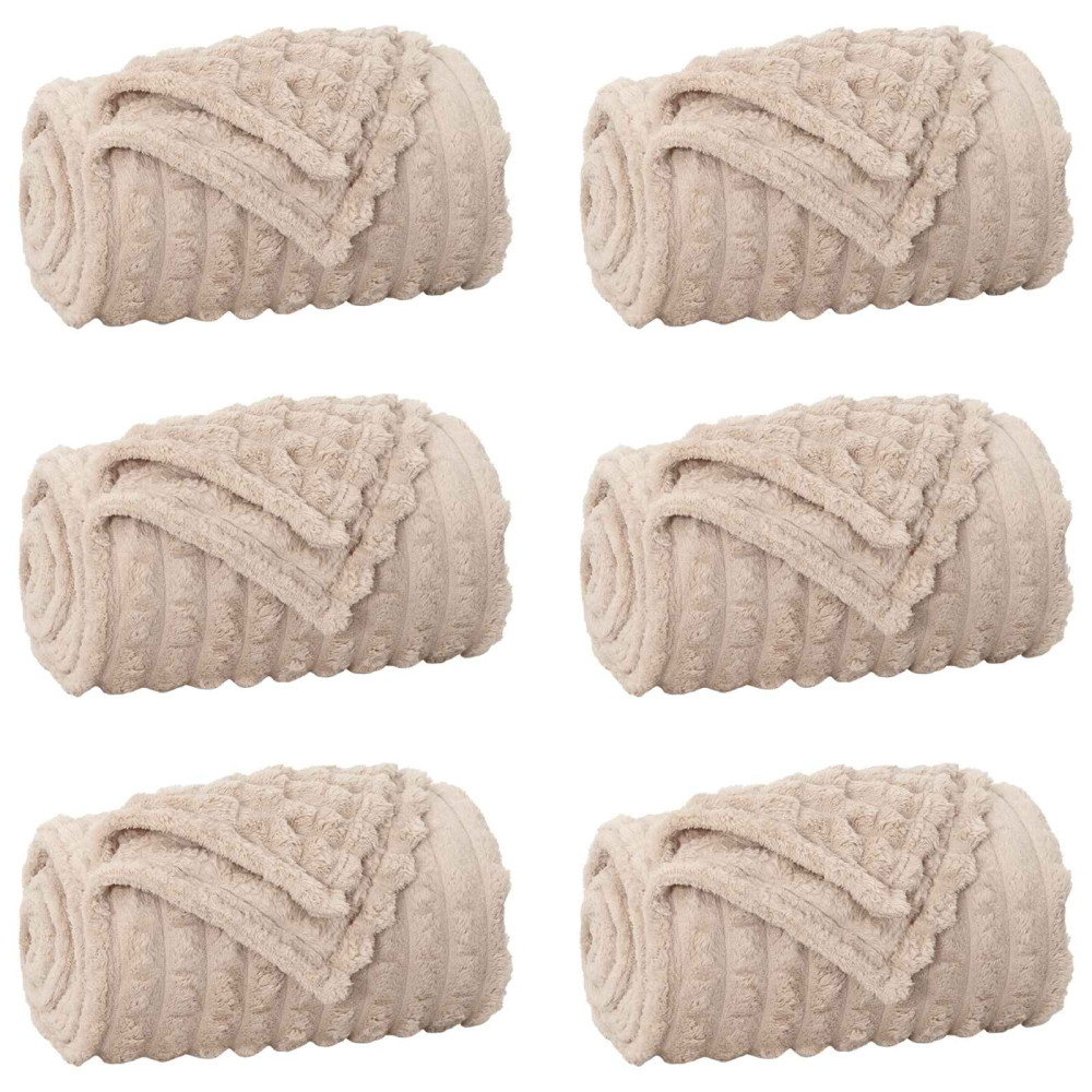 Produktbild för Filtar 6 pcs Beige 200 x 150 cm Fleece